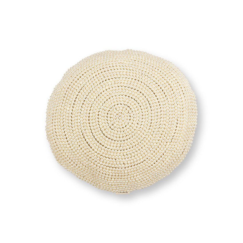 Kussen Rond Kralen Parel 40cm