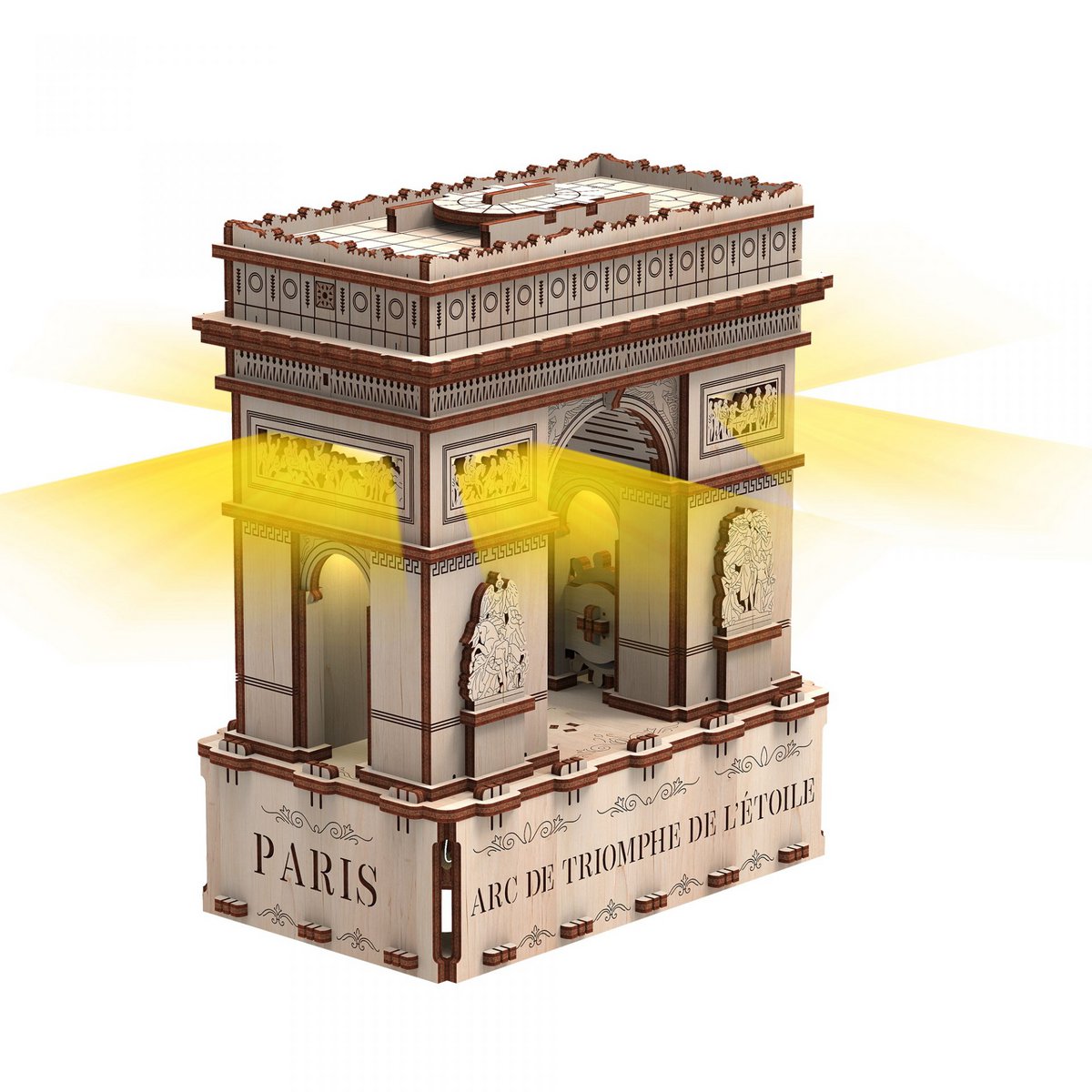 Mr. Playwood 3D Houten Puzzel Arc de Triomphe incl. verlichting, 10207, 20,6x11,2x21,3cm