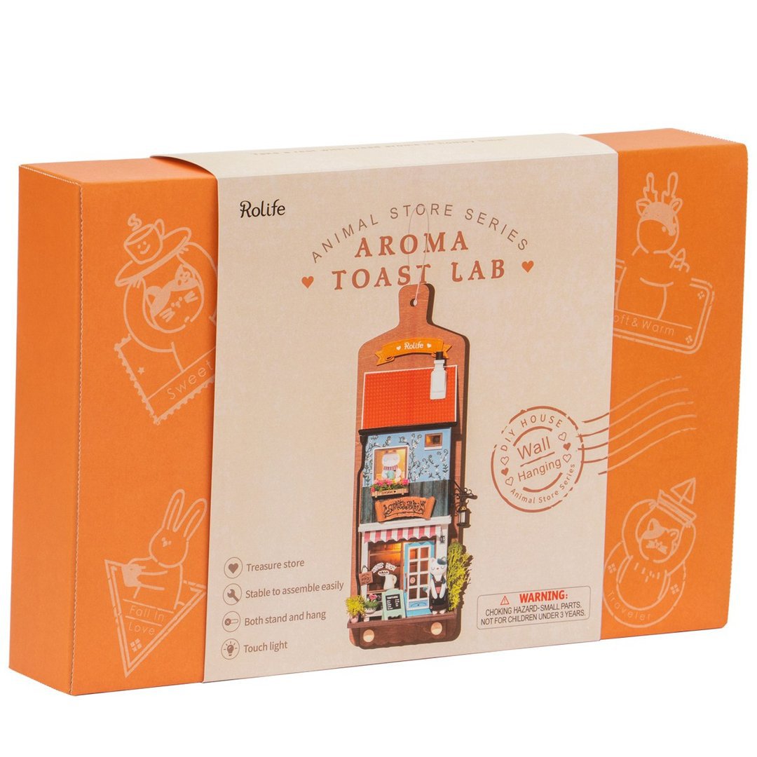 DIY Sleutelrekje Aroma Toast Lab met LED Verlichting, Robotime, DS019, 12x5x30cm