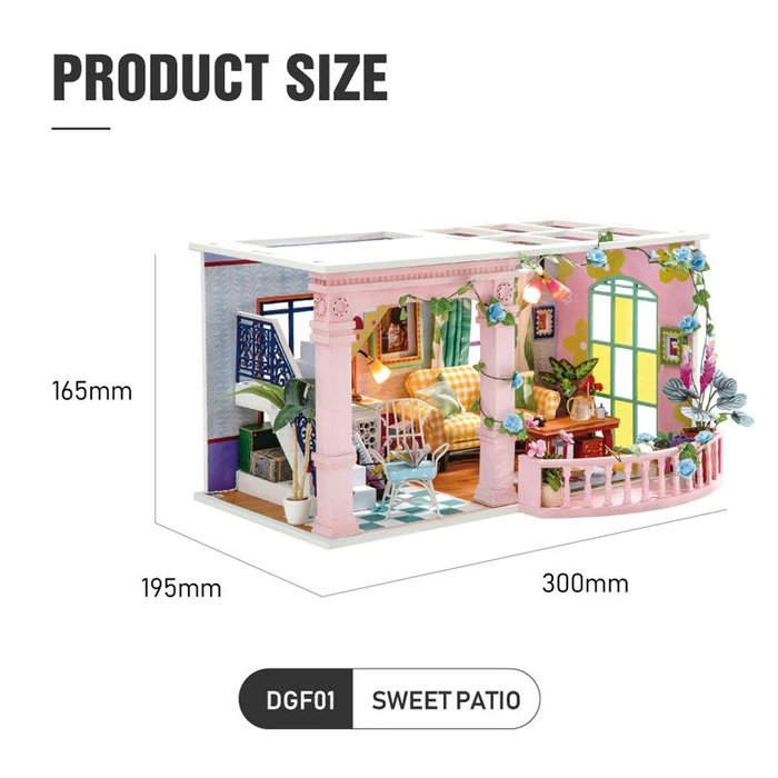 DIY Huisje Sweet Patio, Robotime, DGF01, 30x19.5x16.5cm