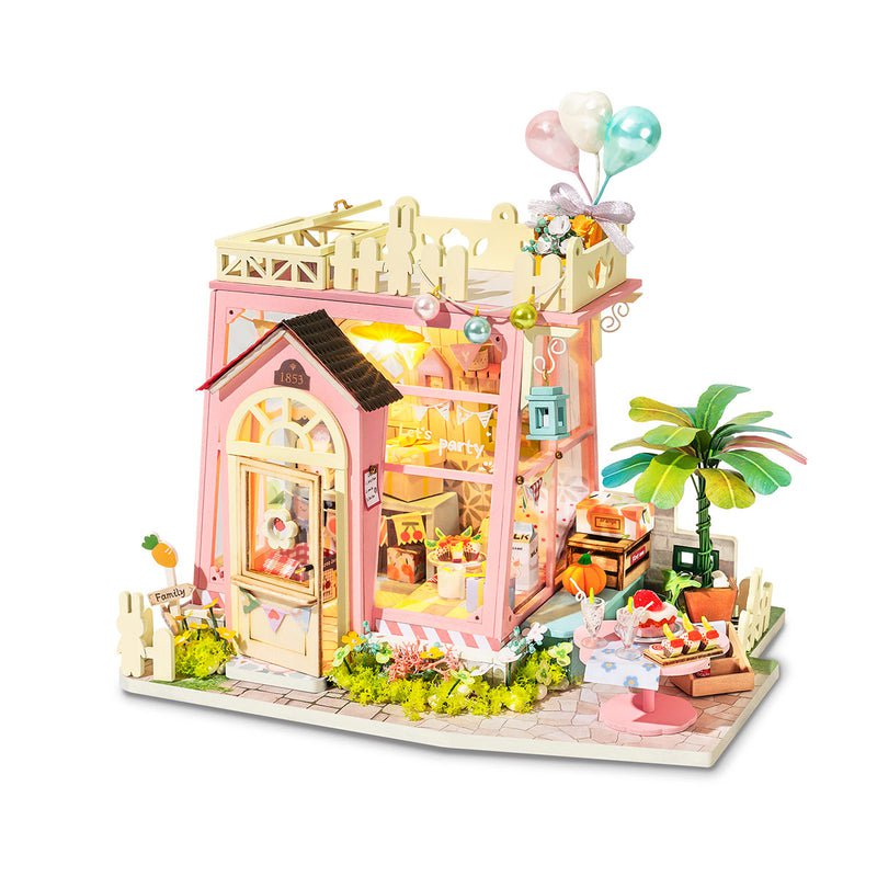 DIY Huisje Holiday Party Time, Robotime, DG153, 18x13,6x17,5cm
