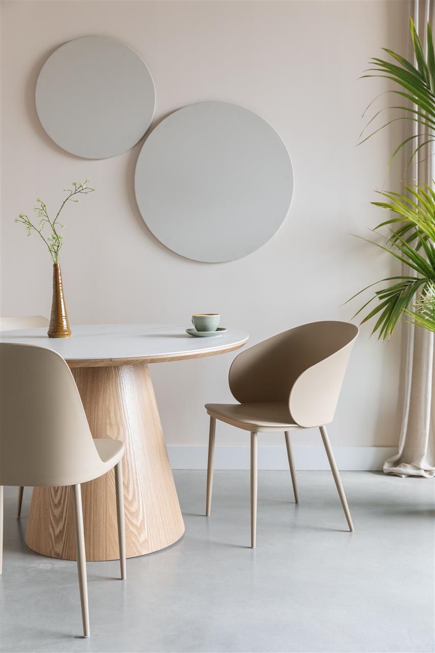 MF Living dinertafel rond 115cm Hout wit/oak