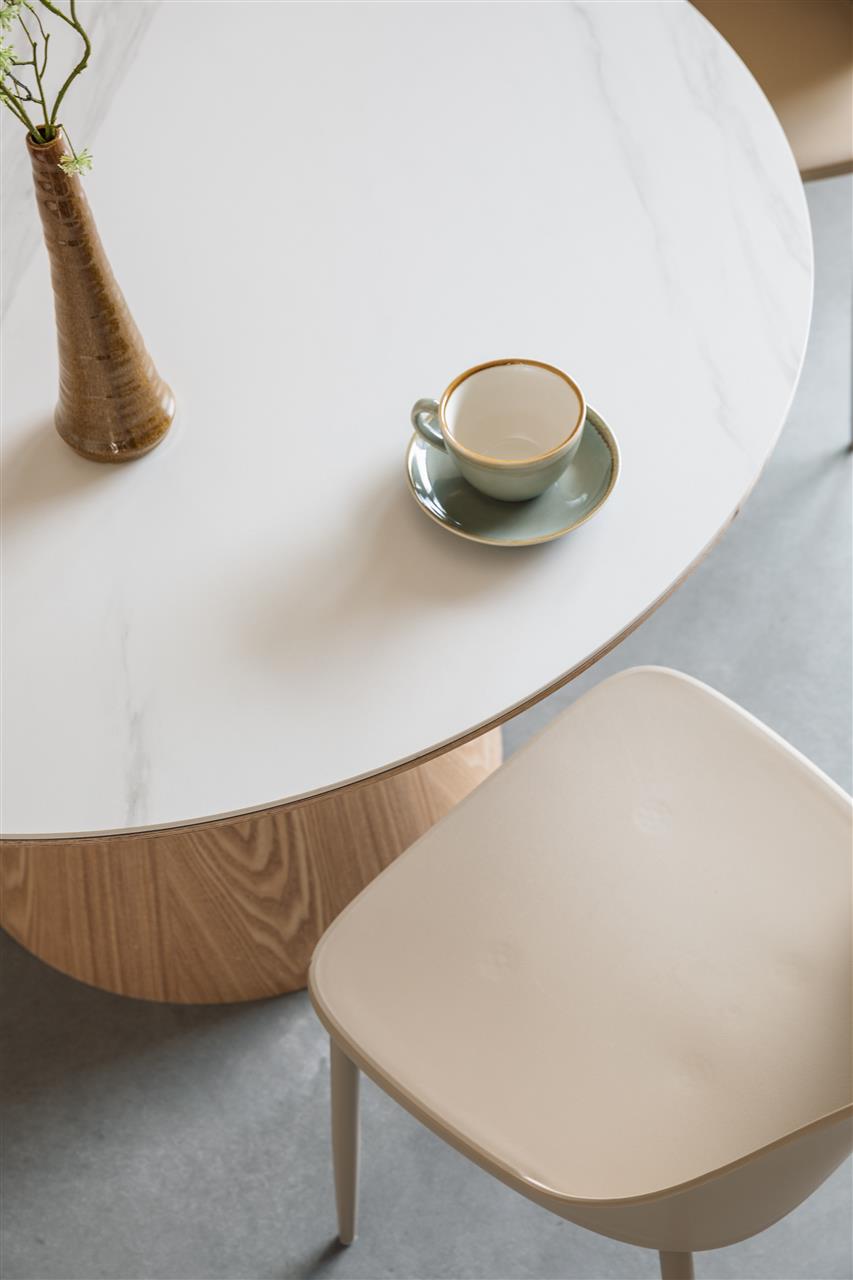 MF Living dinertafel rond 115cm Hout wit/oak