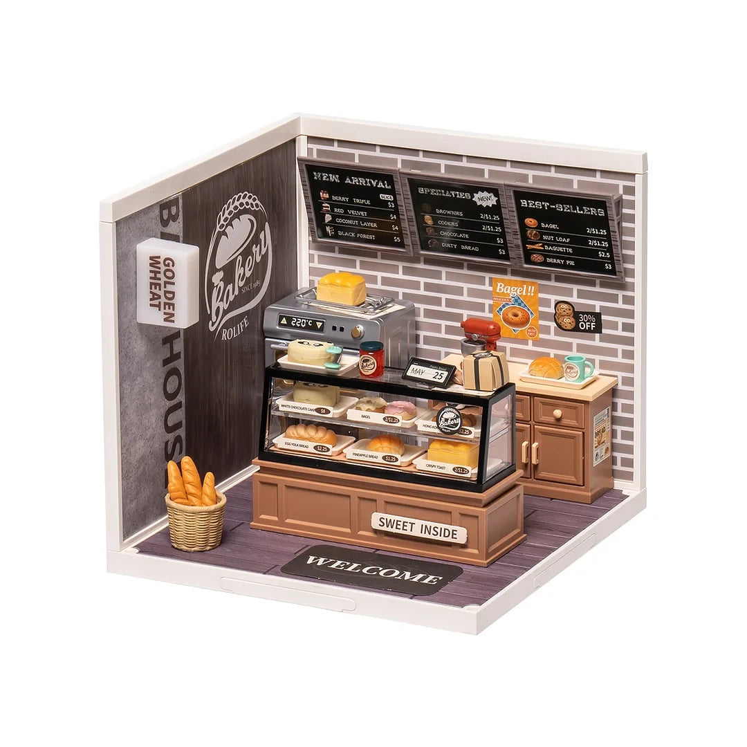 DIY Huisje Super Store Golden Wheat Bakery, Robotime, DW005, 16,3x16,3x15,2cm