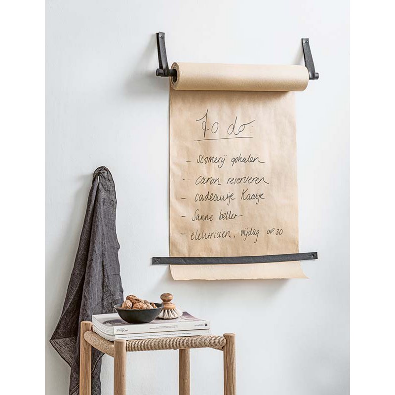 Wandrolhouder Leer Loop met Papier 63x6cm