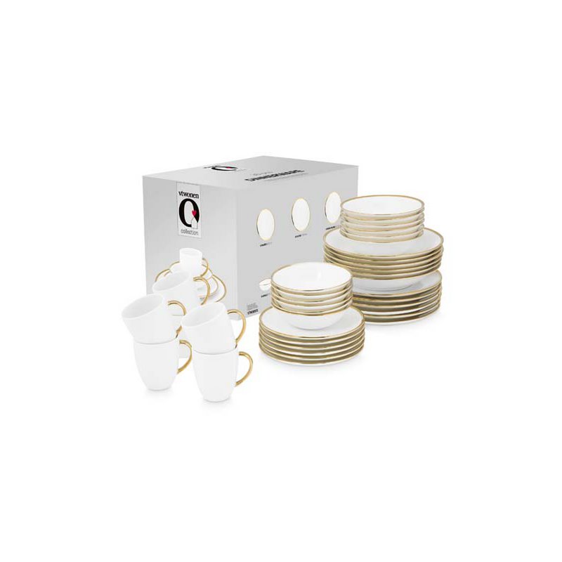 Set/36 Servies Ruw Wit Goud