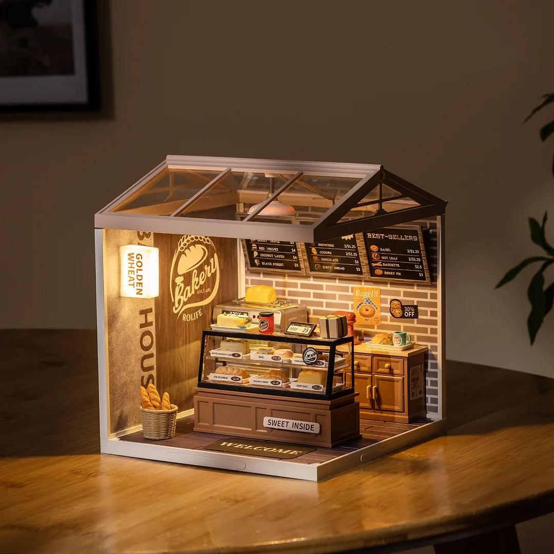 DIY Huisje Super Store Golden Wheat Bakery, Robotime, DW005, 16,3x16,3x15,2cm