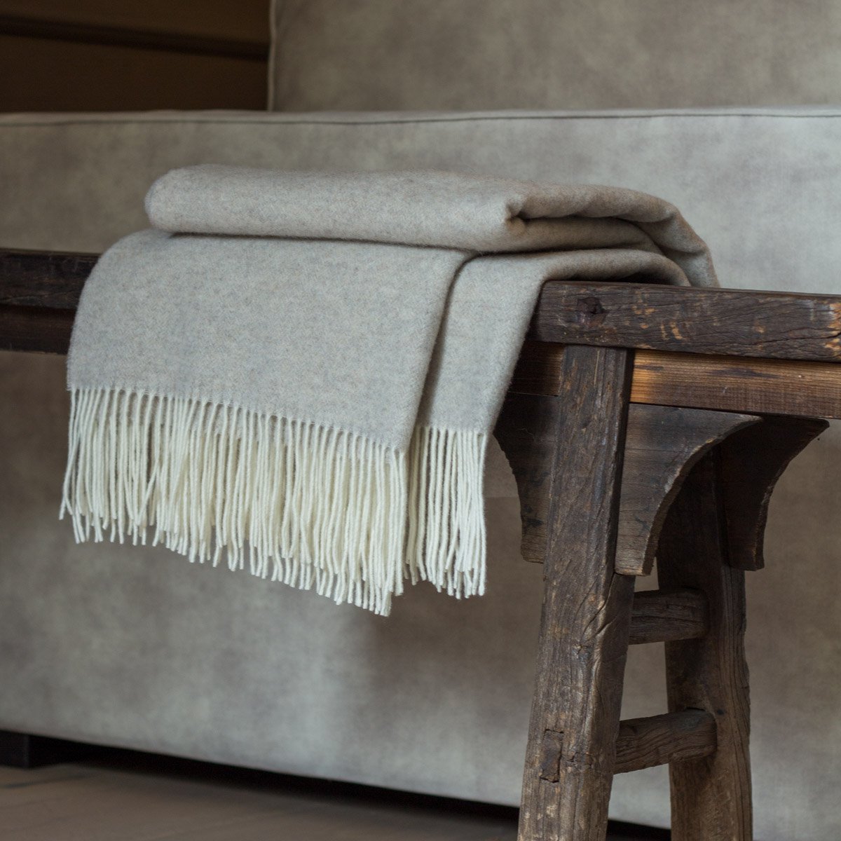 Merino/Cashmere Throwd Deken Milano - Beige