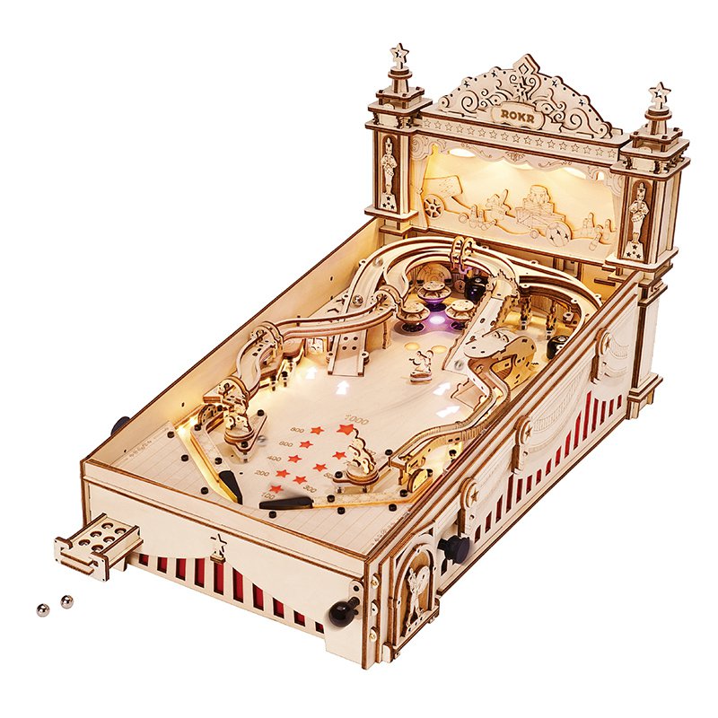 3D Houten Puzzel Flipperkast/Pinball Machine, Robotime, EG01, 27,5x47,5x28cm