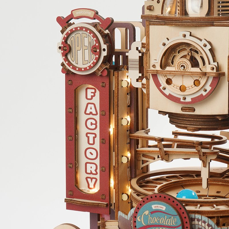 3D Houten Puzzel Knikkerbaan Marble Run Chocolate Factory, Robotime, LGA02, 25,5x17x31cm