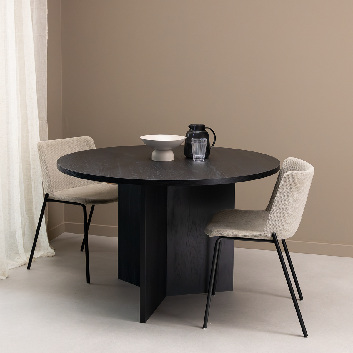 Ronde Eettafel Mae, 120cm, kleur zwart eiken