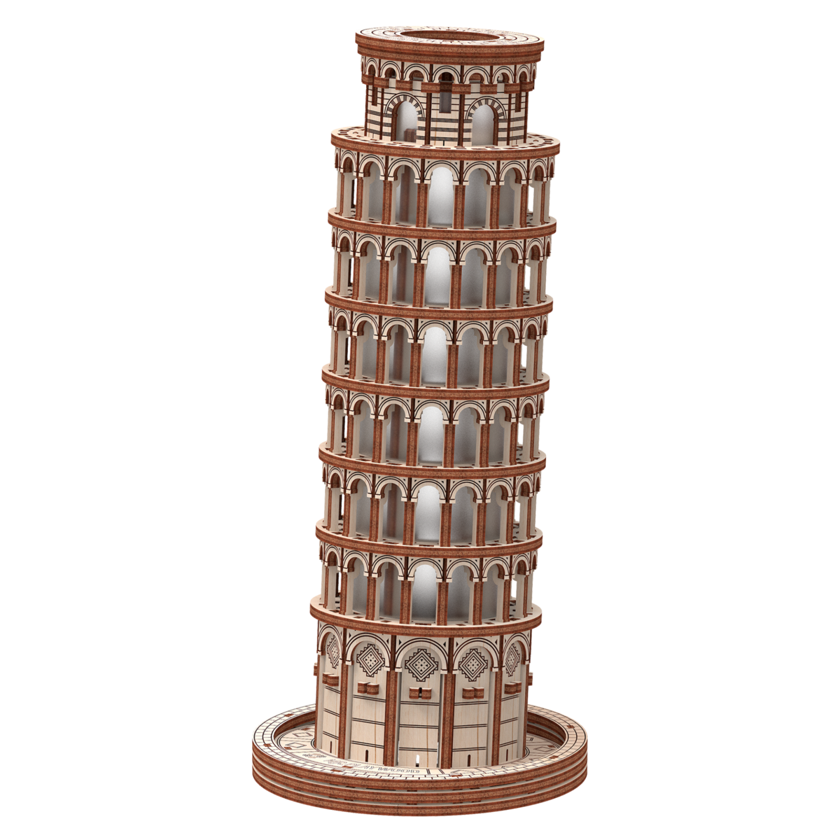 Mr. Playwood 3D Houten Puzzel Toren van Pisa, 10410, 12,6x12,6x28cm