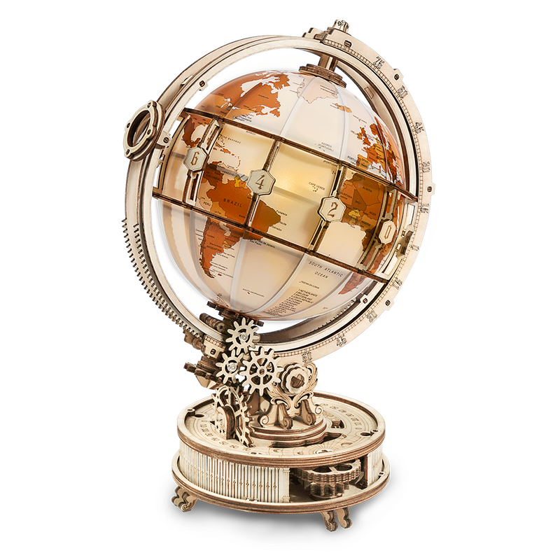Houten Puzzel 3D Wereldbol incl. verlichting, Robotime, ST003, 16,7x20,3x29,3cm