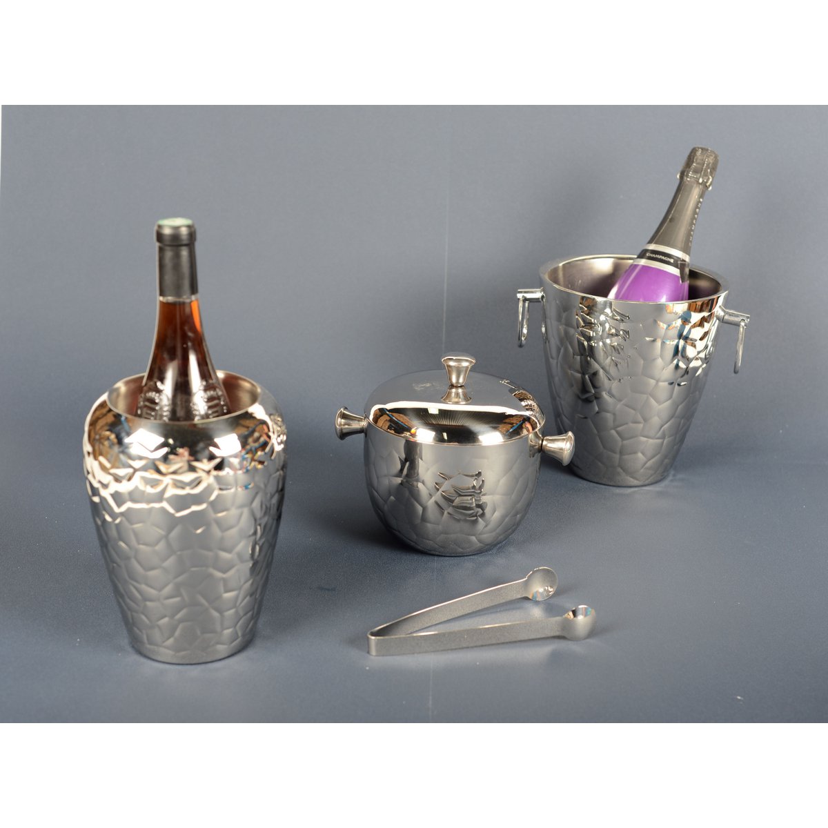 DUBBELWANDIGE ZILVEREN IJSEMMER MET CLIP 16X16X18CM