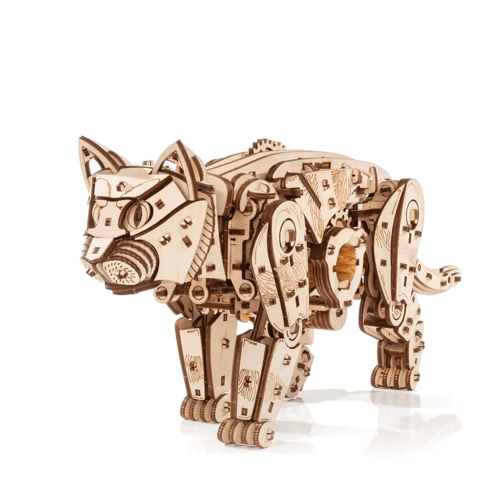 3D Houten Puzzel Mechanische Wilde Kat/ Wild Cat, Eco Wood Art, 2604, 47,6x11x18,9cm