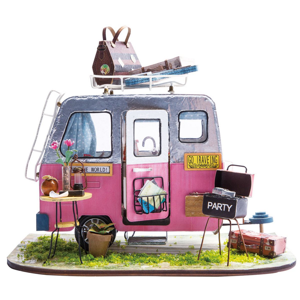 DIY Huisje Happy Camper, Robotime, DGM04, 20x13,5x15cm.
