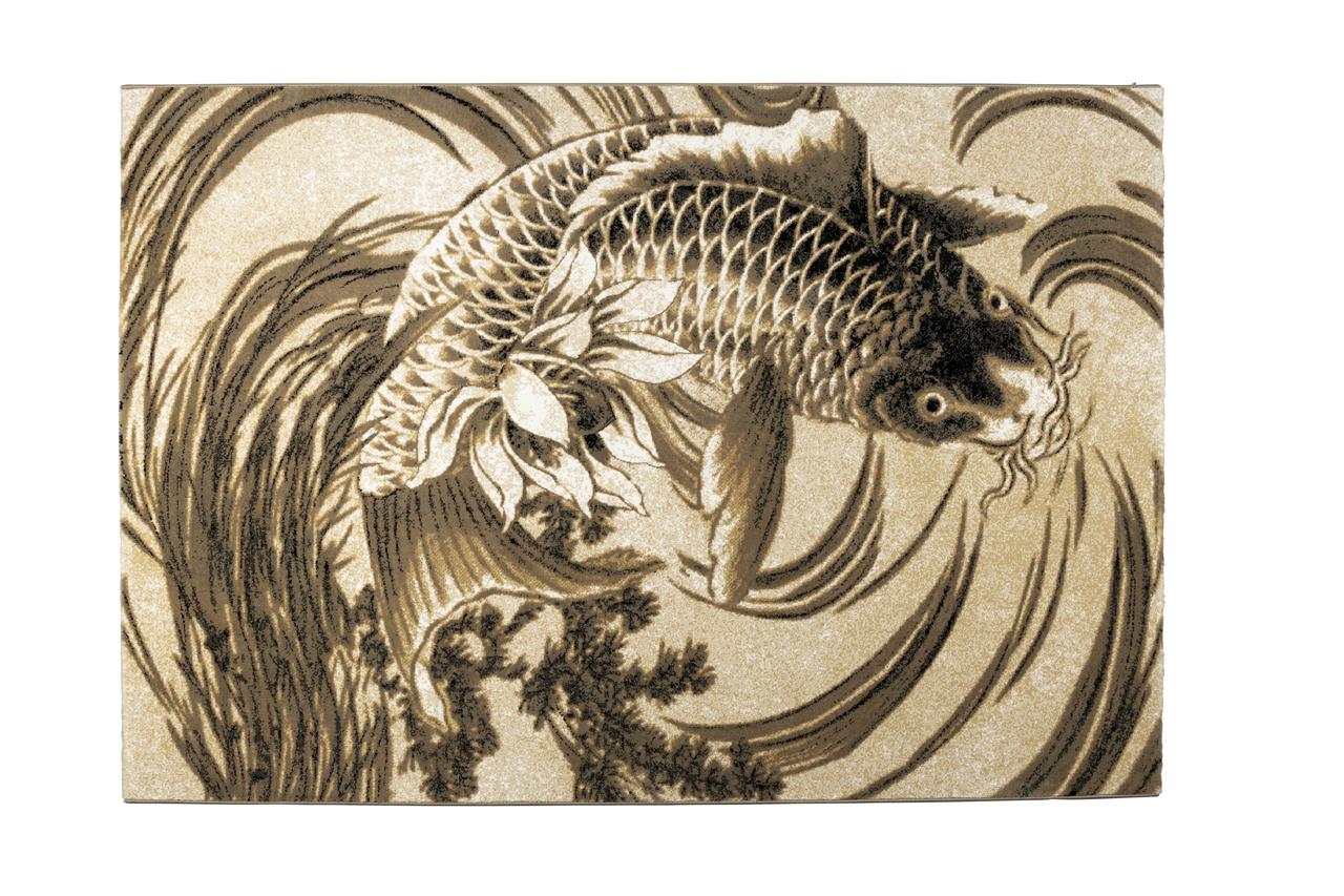 Bold Monkey The legend of Koi Vloerkleed 160x230 beige/zwart grijs