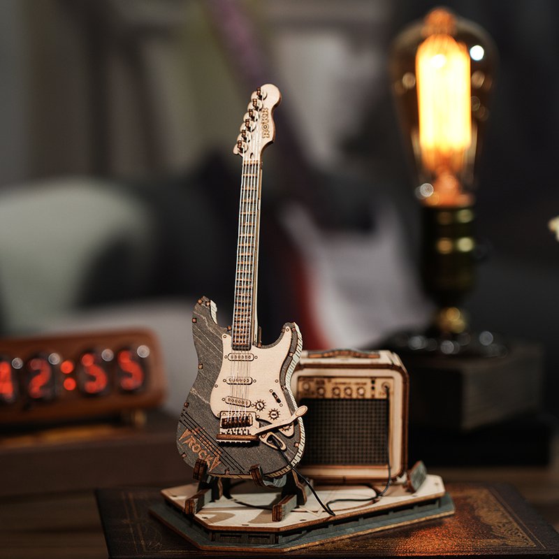 Houten Puzzel 3D Electric Guitar, Robotime, TG605K, 17x10,5x22cm