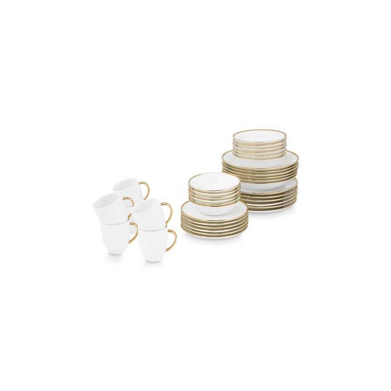 Set/36 Servies Ruw Wit Goud
