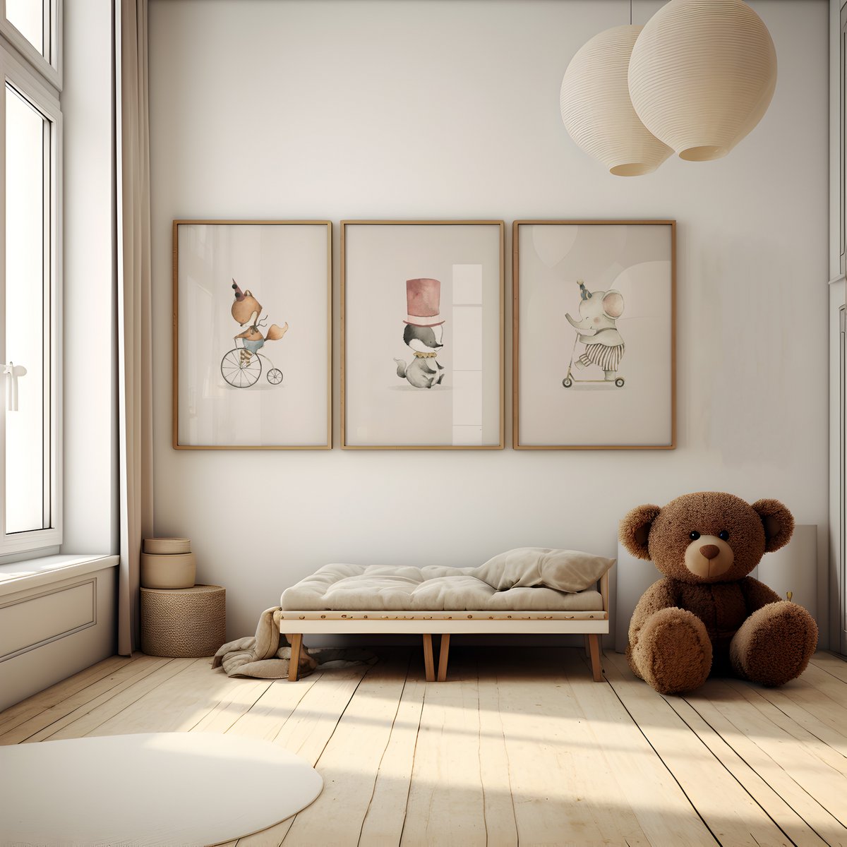 Set van 3 posters - Circus dieren | The Night Circus - Kinderkamer poster - Babykamer poster - Wanddecoratie