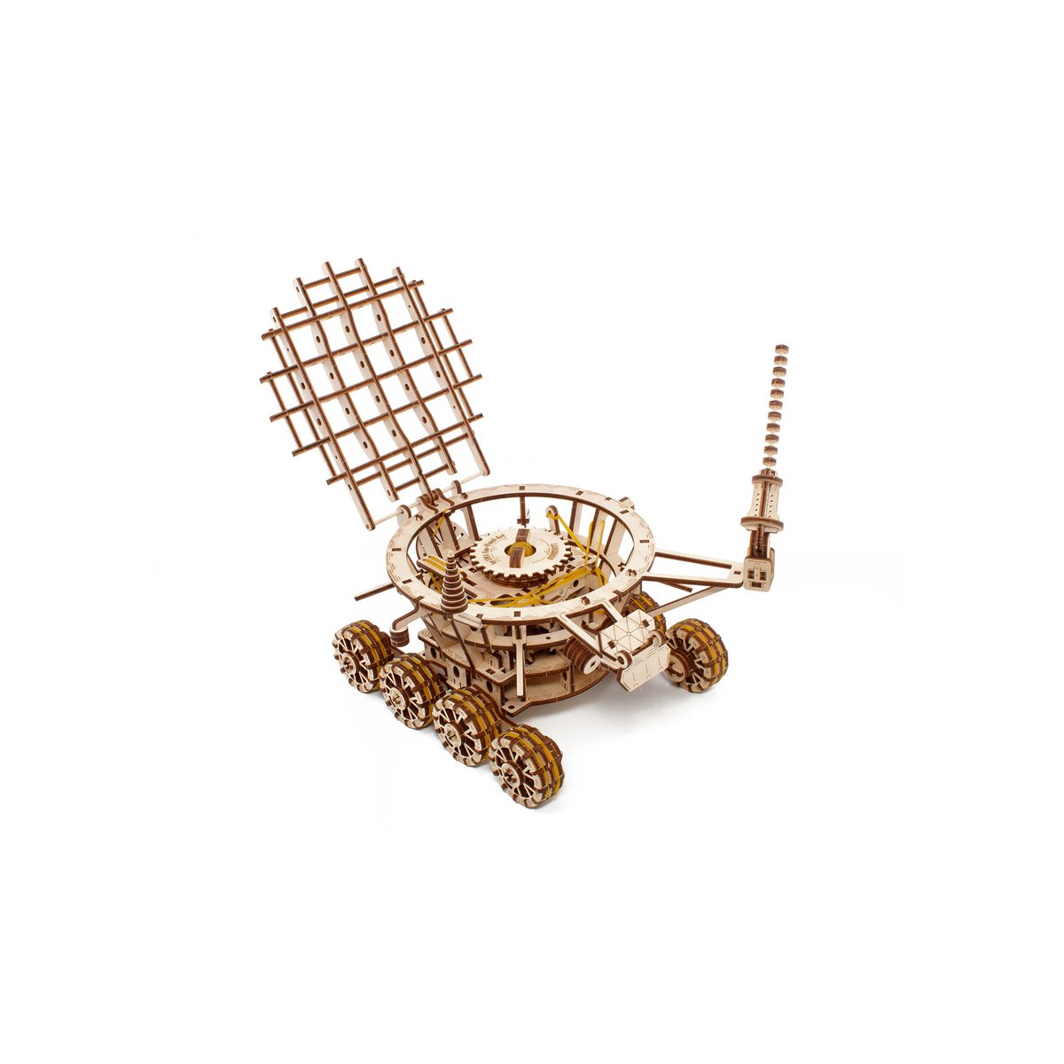 Eco Wood Art 3D Mechanische Puzzel Moonrover wind-up Lunokhod, 1492, 32x24x23cm