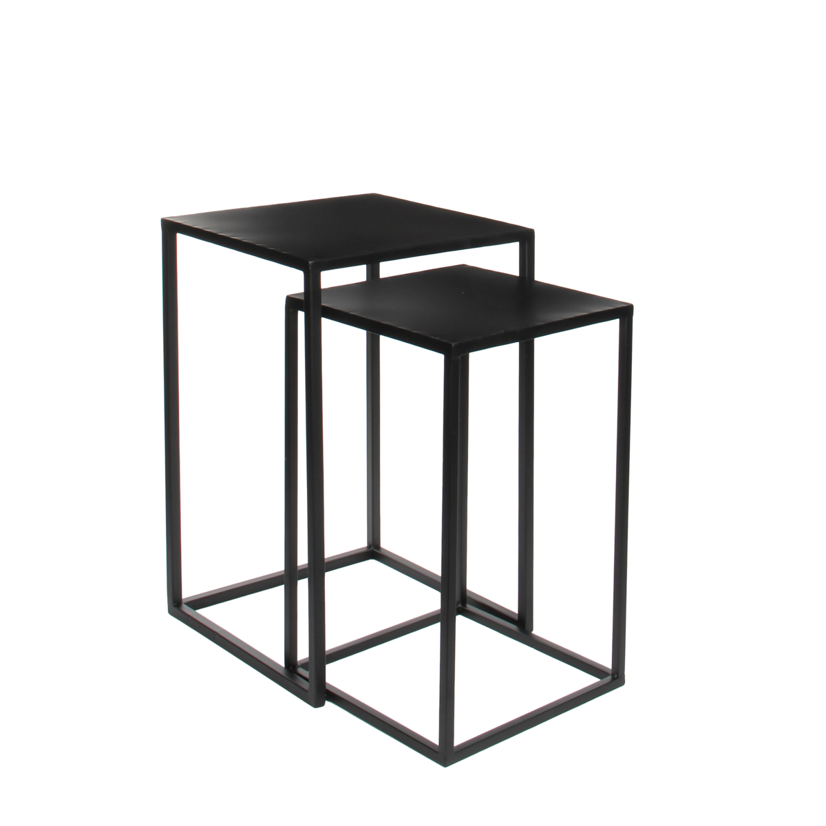 Goa Bijzettafel - Set van 2 - L35 x B35 x H55 cm - Metaal - Zwart